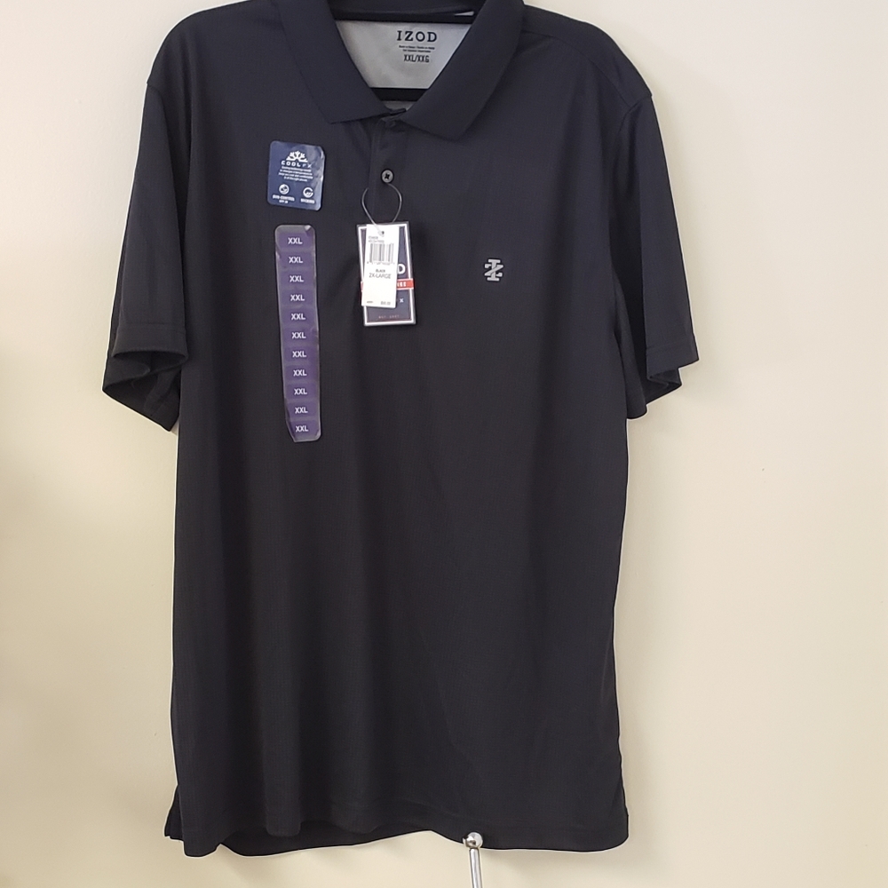 Izod 2xl black pattern polo shirt, plus size mens
